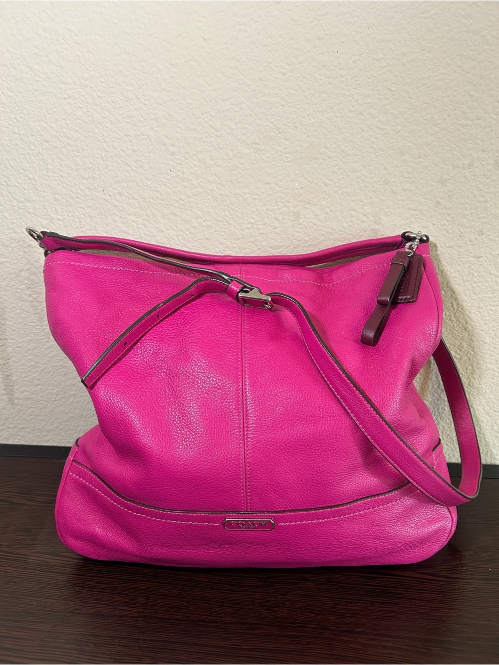 Coach pink park pebble leather bag